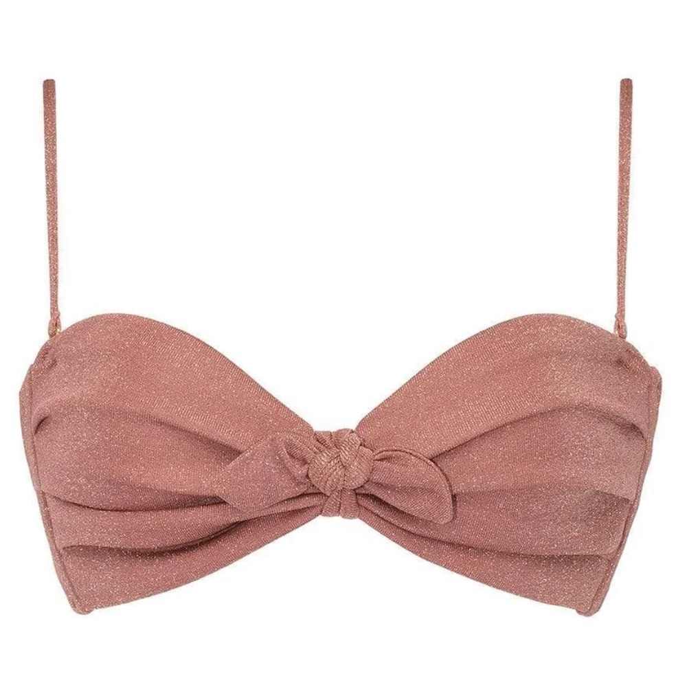 Mauve Sparkle Cabana Sleeveless Bikini Top